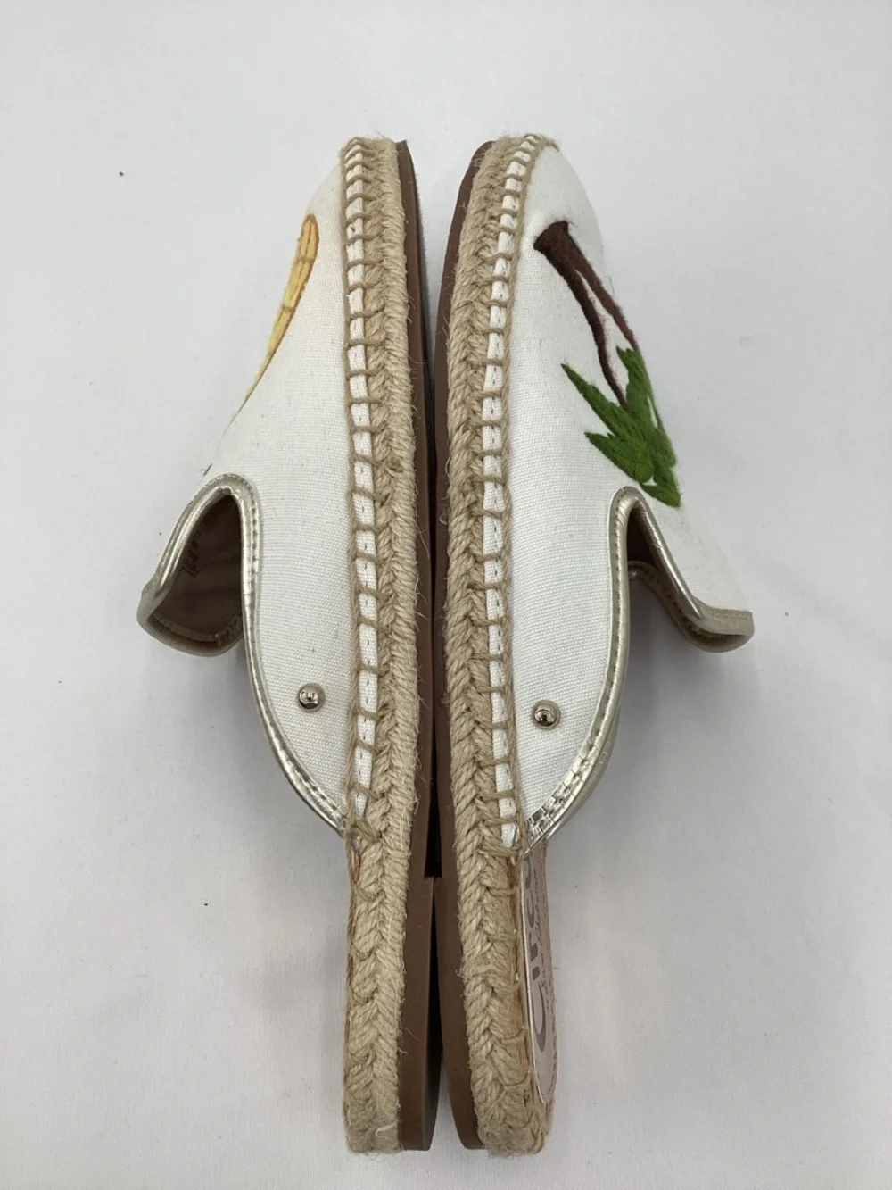 Circus by Sam Edelman White Canvas Slip-On Espadrilles with Yellow Pineapple